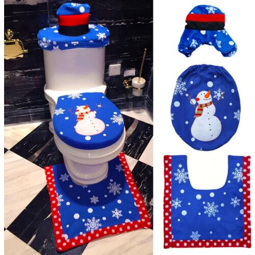 Toilet Seat Covers for Christmas Decorations 3 Pcs/set Soft Cotton-linter Toilet Mat Closestool Protector Cover Bathroom Mat