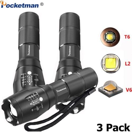 XP-L V6 LED Flashlight T6/L2/V6 LED Torch Zoomable 12000Lumens LED Flashlight Waterproof Torch of 5 Modes Super Bright Lanterna