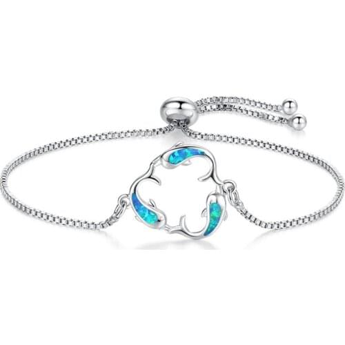 SZELAM Silver Ocean Dolphin Transfer Bracelets&Bangles For Women Crystal Charm Bracelet Handmade Jewelry Bracelets SBR190338