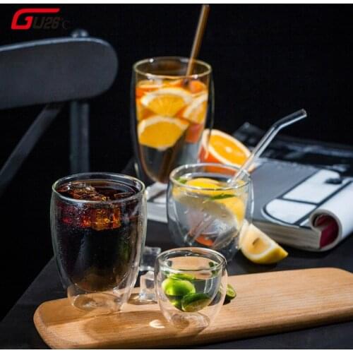 80/250/350/450ml Heat-resistant Double Wall Glass Cup Beer Coffee Cups Handmade Healthy Drink Tea Mugs Transparent Mug Drinkware