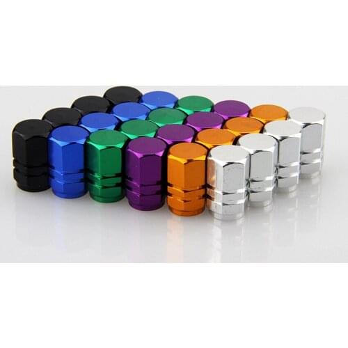 KUKAKEY Color Alloy Aluminum Car tire valve caps Bullet Unique Design Car Truck Air Port Cover Tire Rim Valve Wheel Stem Cap