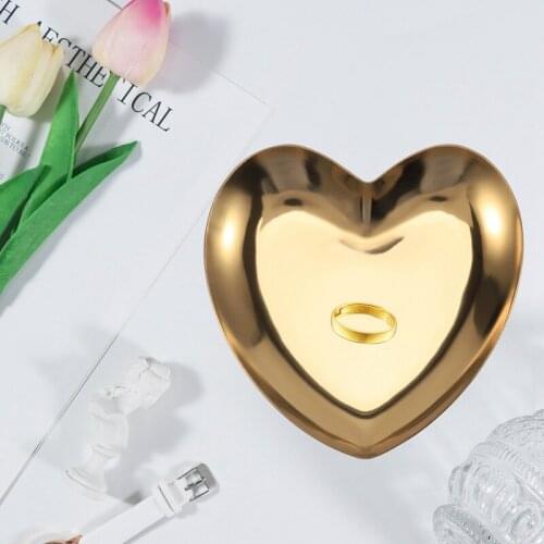 Heart Shaped Jewelry Serving Plate Metal Tray Storage Arrange Fruit Tray Home