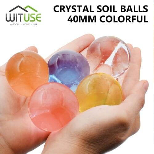WITUSE 3-4cm Crystal Soil 100pcs/lot Large Hydrogel Pearl Shaped Big Water Beads Mud Grow Ball Wedding Growing Bulbs Home Decor