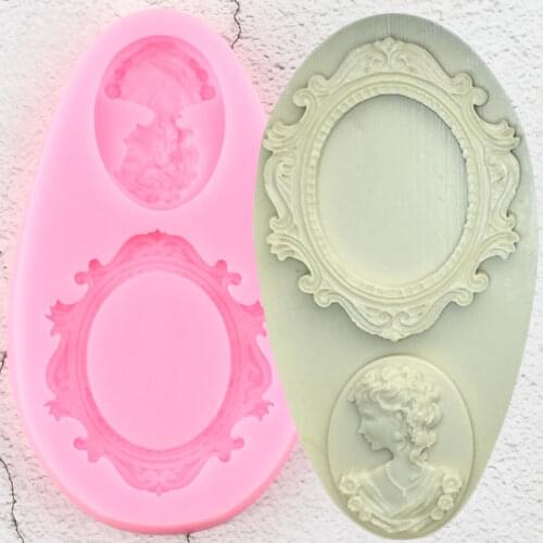 Lady Head Photo Frame Silicone Molds Avatar Chocolate Candy Clay Mold DIY Wedding Cupcake Topper Fondant Cake Decorating Tools