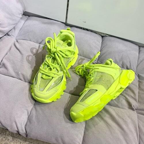 2021Summer Hollow lace-up Mesh Clear Mass Jelly Fluorescent Green White Outdoor Flat Shoes Fashion Running Sneaker Woman Shoes
