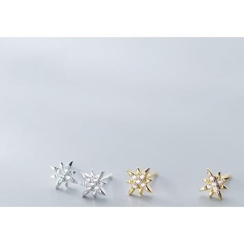 WTLTC 925 Sterling Sliver Cubic Zircoina Star Stud Earrings Minimal Small CZ Studs Earrings Mini Tiny Post Earrings for Women