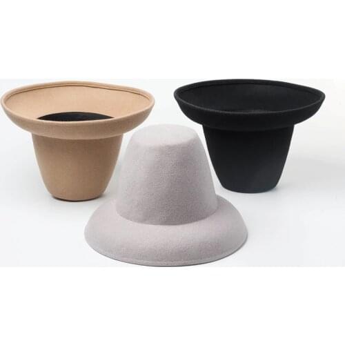 01908-HH8158 WINTER solid wool lady leisure bucket cap women fishermen hat