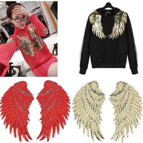 1pc Wing Design Patch Fashion Sequined DIY T-Shirt Accessories Sticker Sew On Appliqued Embroidered Iron On Patches For Clothes