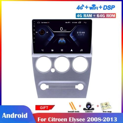 10.1Inch Android Multimedia Player For Citroen Elysee 2008-2013 Car Radio Stereo Screen Wifi DSP Navigation GPS 4G Net IPS Touch