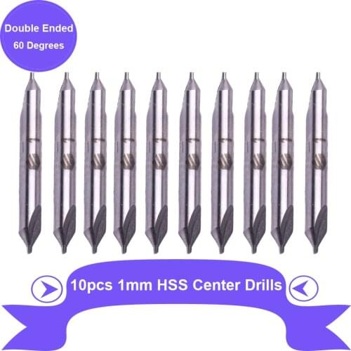 10pcs 1mm Double Ended HSS Center Drills Bit 60 Degree Metal Drill Bit Power Tools Hole Drilling Hole Cutter for Reduce Errors