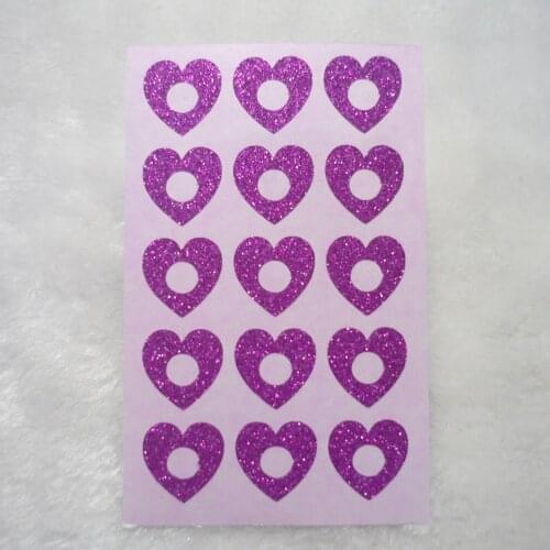 15mm Pink glitter HOLE REINFORCERS STICKER RING BINDER FILE - heart shape