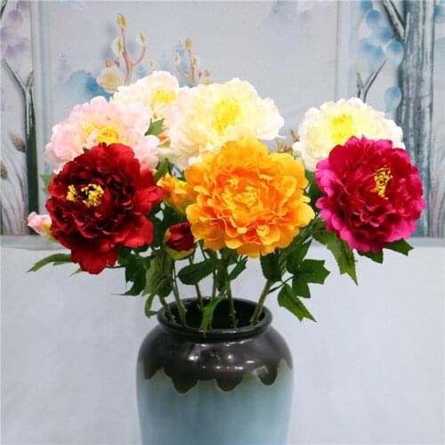 5 Pcs/lot Silk Peony Artificial Flower 2 Heads Peony For Home Decoration Accessories Wedding Decor Fake Flowers Wreath