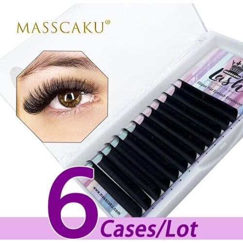 6case/lot Top quality 12 lines super soft c/d curl natural synthetic mink matte split tips flat ellipse eyelashes maquiagem