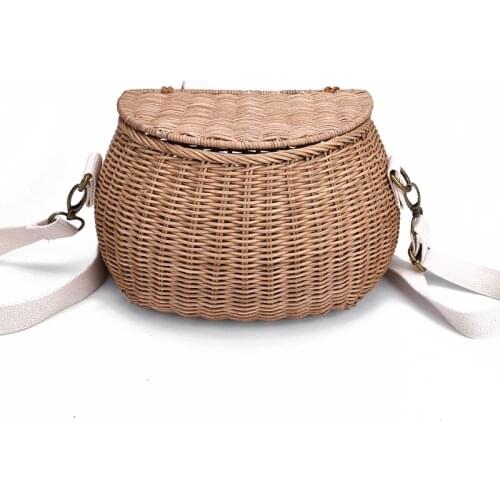6 color Childrens adults rattan wintage beach straw bag women shoulder messenger bamboo basket bag