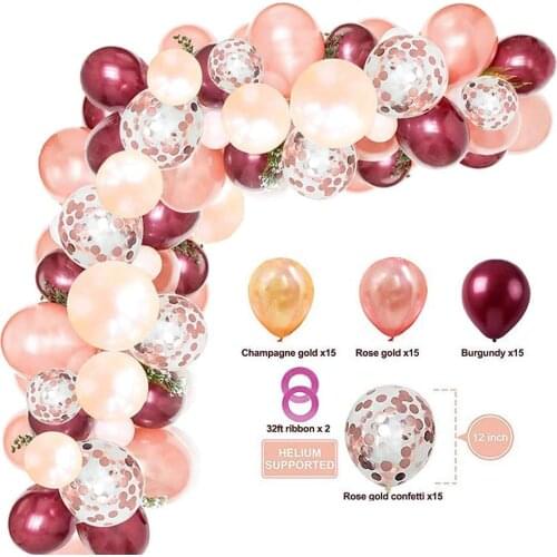 62pcs Rose gold Balloon Arch Garland Latex Confetti Balloons for Wedding Bridal Birthday Party Decorations Backdrop Bacheloreter