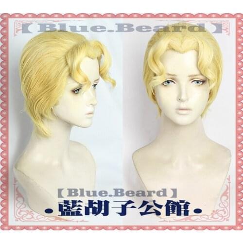 Anime JoJos Bizarre Adventure Golden Wind Kira Yoshikage Cosplay Wigs Golden Styled Heat Resistant Synthetic Hair Wig + Wig Cap