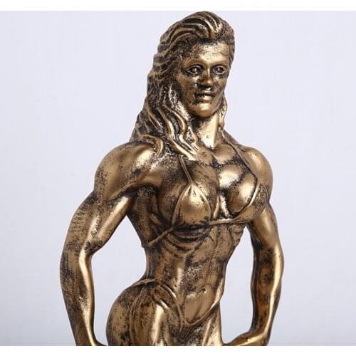 Big size 34cm female Bodybuilding Trophy Boxing Champion female Model Medal Award Trophy Home Furnishing Sports Souvenir Gifts S