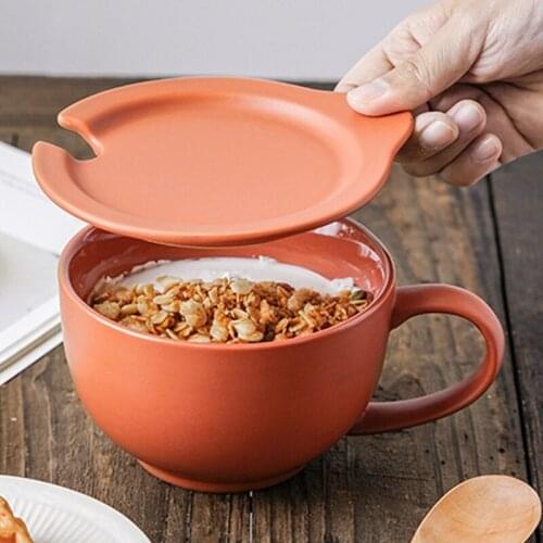 Breakfast Cup Ceramic Big Soup Cup Large-capacity Oatmeal Cup Milk Cup Household Simple Water Cup