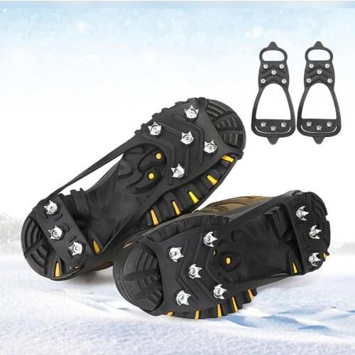 2Pcs Non-slip 8-tooth Crampons Silicone Shoes Cover Outdoor Travel Equipment ndoor Outdoor Rainy Day Reusable