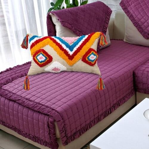 Boho Tufted Cushion Cover Morocco Decorative Geometric Pillow Case Cover with Tassels Sofa Bed Home Decor