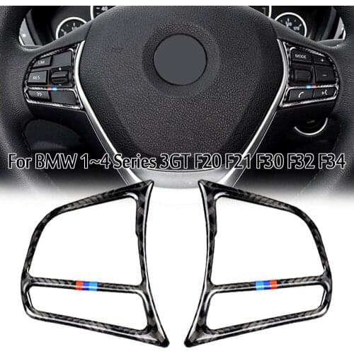 For BMW 4 Series F32 2013-2018 Accessories Interior True Carbon Fiber Car Steering Wheel Buttons Stickers Cover Trim Decoration