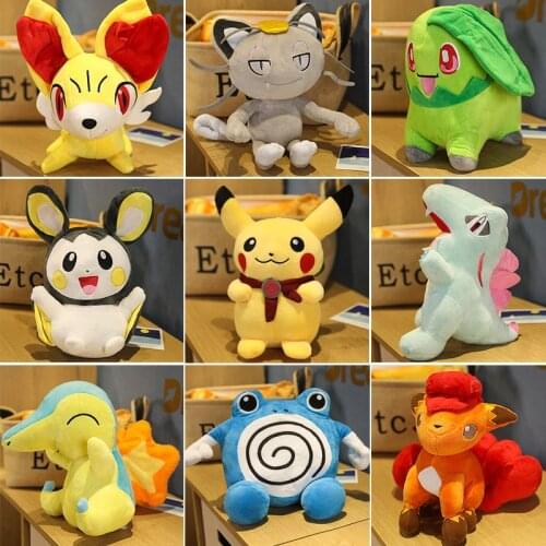Pokemon Stuffed Toy 30cm Kawaii Anime Pikachu Fennekin Emolga Meowth Vulpix Totodile Plush Doll For Kid Christmas Gift
