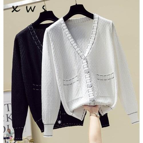 Exy buttons knitted sweater cardigan women Slim ribbed winter autumn sweaters female Fashion plus size knitwear 2020