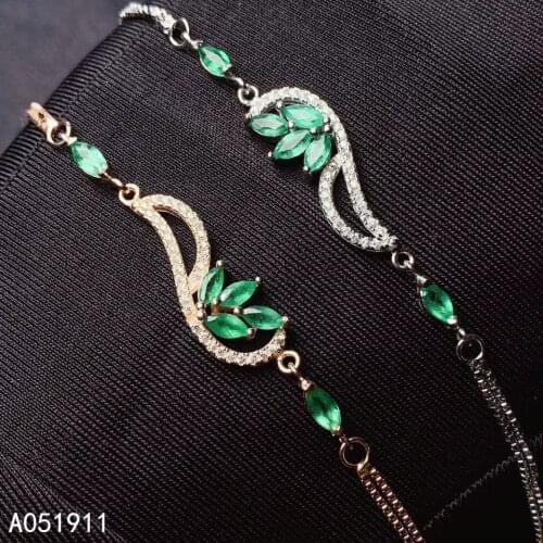 KJJEAXCMY fine jewelry natural Emerald 925 sterling silver new women hand bracelet support test fashion