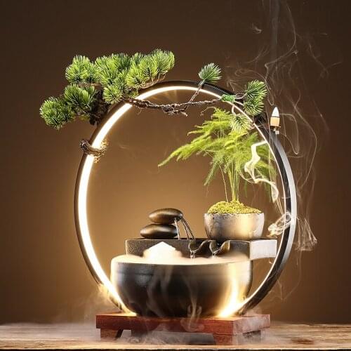 Lucky Fengshui Wheel Fountain Water Decoration Office Desk Surface Panel Circulating Water Transfer Fish Tank