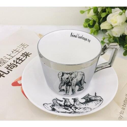 The Mirror Collection Animal Reflection cup Elephant anamorphic cup Swan mug Tiger Luxury Bone China Drinkware mug