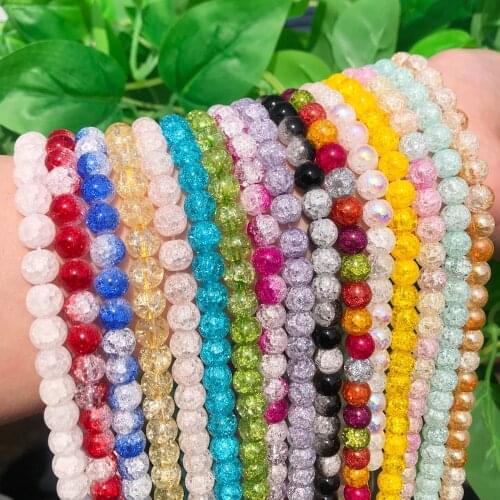 4/6/8/10/12mm Natural White Cracked Crystal Stone beads Round For Diy Bracelet Accessories Jewellery Making 15.5inch/strand