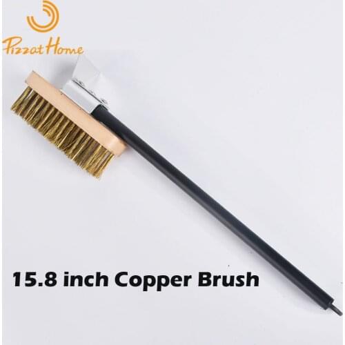 PizzAtHome Pizza Oven Copper Brush Grill Cleaning Oven Brush with 15.6/31.5 inch Aluminium Handle Bristle Brass Scraper Brush