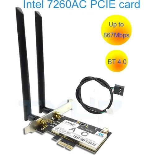 PCi Express 7260AC 2.4G / 5G Dual Band 7260HMW 867Mbps Wireless PCI-E Wi-Fi Bluetooth 4.0 7260 WIFI CARD Desktop AC-7260 WLAN