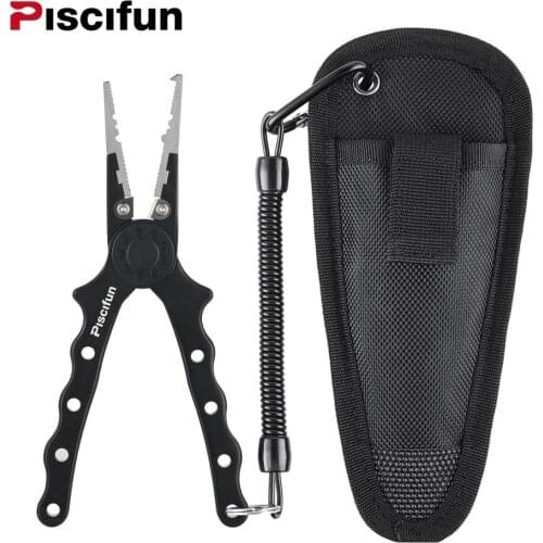 Piscifun 18cm Aluminum Fishing Pliers Multifunctional Braid Cutters Sharp Fishing Scissors Pliers Hook Remover Fishing Tools