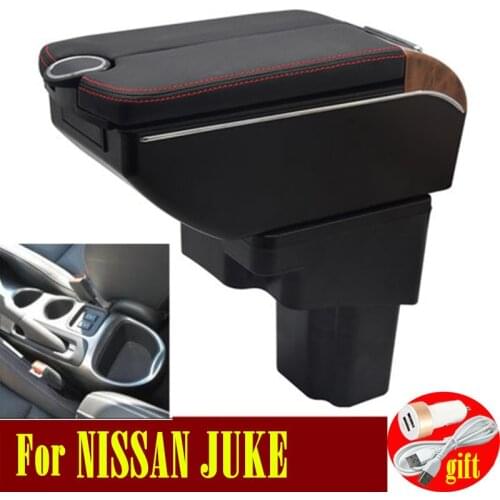 For NISSAN JUKE armrest box Double doors open 7USB Centre Console Storage Box Arm Rest