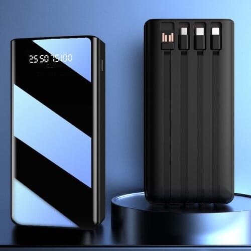 Power Bank 50000mAh 60000mAh Powerbank Fast Charging Portable Charger Poverbank For xiaomi mi 9 iPhone 12 X Poverbank with Cable