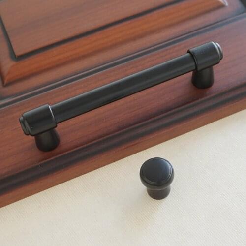 5" Black Round Door Knobs Simple Modern Kitchen Cabinet Handles Zinc Alloy Furniture Handle Knobs Dresser Knob Hardware 128mm