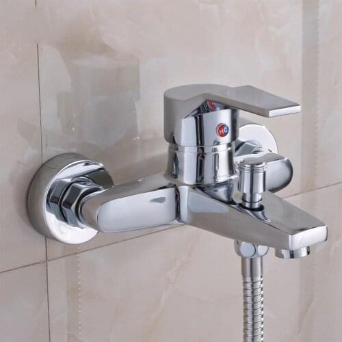 Bathroom Shower Faucets Chrome Polished Wall Mount Brass Silver Bathroom Shower Faucets Bathtub Faucet Mixer Tap