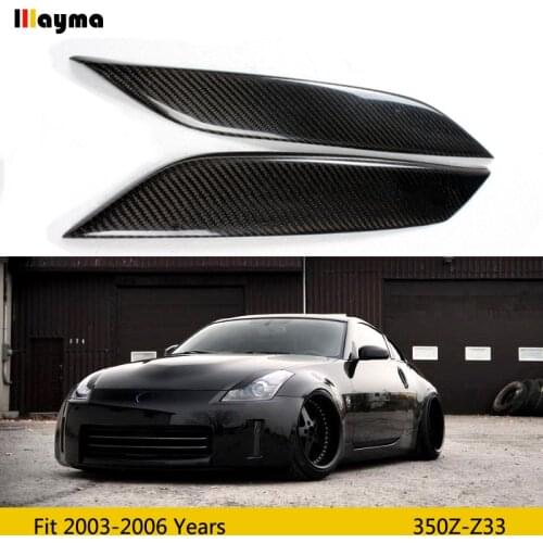 JDM style Carbon Fiber Eyebrows For Nissan 350Z 2003-2006 year 350Z Z33 CF lamp eyelid front Headlight Cover Sticker