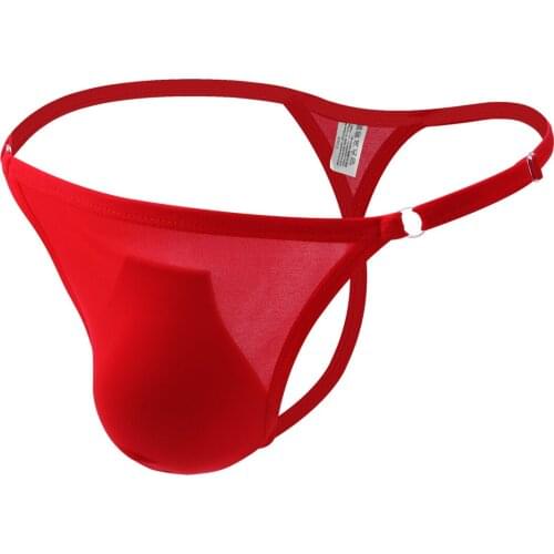 Brand Adjustable G-strings Mens Lingerie Ultrathin Underwear Ice Silk Thongs Men Transparent Breathable Male Gay Underpants