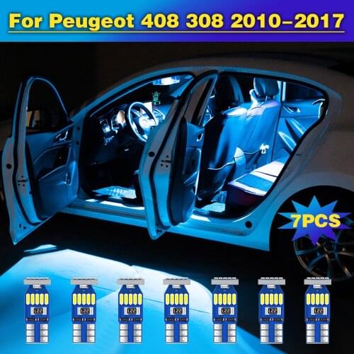 7pcs Error Free LED Car Interior Dome Reading Light Trunk Lamp For Peugeot 408 308 2010 2011 2012 2013 2014 2015 2016 2017