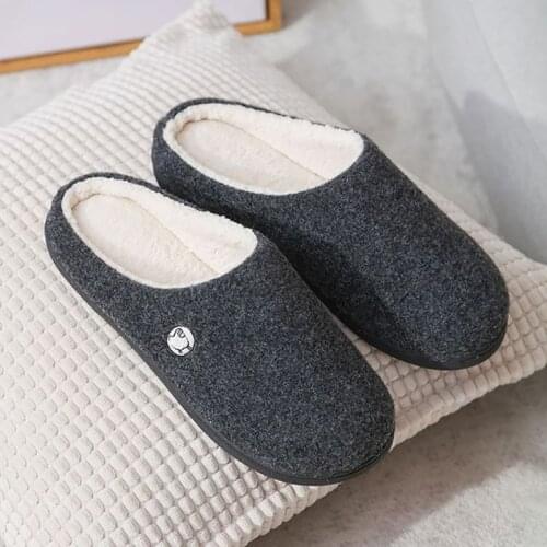 2021 Winter Slippers For Men Women Plush Home Slippers Lamb Velvet Lining Warm Slippers With Fur Shoes Men Non-slip Slippers