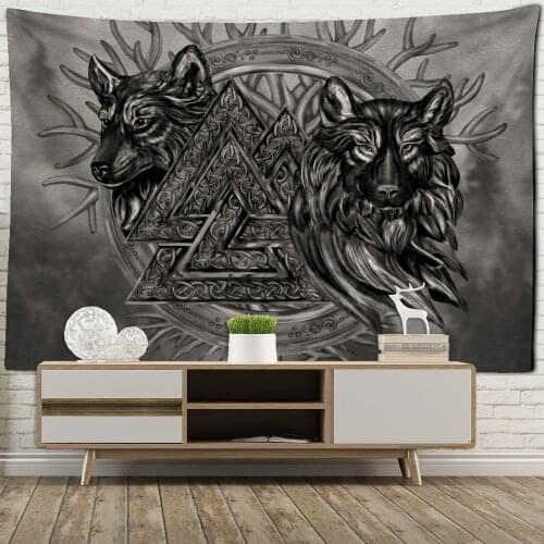 Viking Tapestry Wall Hanging Decor Home Room Witchcraft Hippie Mandala Astrology Wallpaper Bedroom DORM Tarot Sun Moon Custom