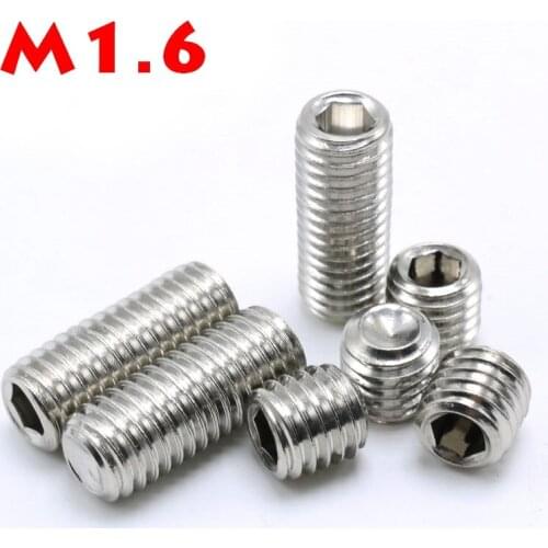 500pcs/LOT 304 Stainless steel M1.6x3M1.6X4M1.6X5M1.6X6M1.6X8 Hex hexagon Socket Head Cap Screw Bolts set screws with cup point