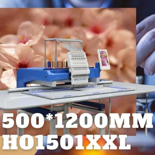 Large space 15 colors single head cap and T-shirt embroidery machine with area 500*1200mm with 10 year service guarantee