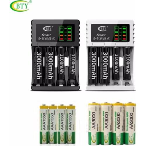 BTY-C704 A3 USB Battery Charger With BTY 4xAA 3000Series 850mAh and 4xAAA 1350Series 350mAh 1.2V Rechargeable Ni-MH Battery