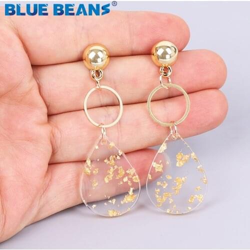 BLUE BEANS 2021 gold Earrings For Women Drop Earrings Fashion Jewelry Long Earrings acrylic Girls Boho Girls Dangle Earring cc