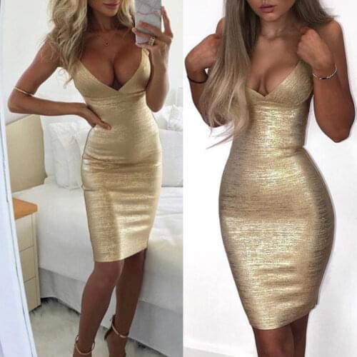 Women Lady Bandage Bodycon Sexy Sundress Sleeveless V Neck Evening Party Clubwear Mini Dress Summer Clothing