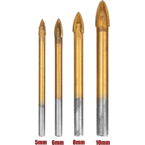 1Pc 5/6/8/10mm Titanium Glass Cross Spear Head Drill Bit Cutter Tool Tungsten Carbide Tile&Glass Cross Spear Head