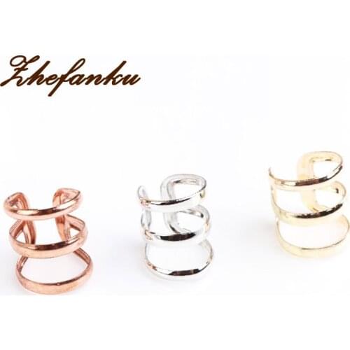 Trendy Chamring Jewelry Accessories Hollow U-Shaped Alloy 1 Piece Ear Clip 3 Colors EAR-0117